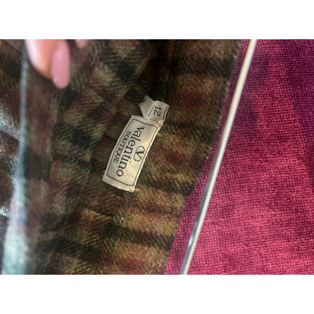 Vintage VALENTINO Wool Plaid Pleated Skirt Size 12 ACADEMIA OLD MONEY Medium M - Picture 3 of 7